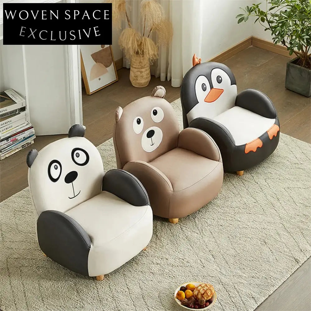 Modern Kids Faux Leather Accent Chair with Wooden Legs - Comfortable Small Sofa