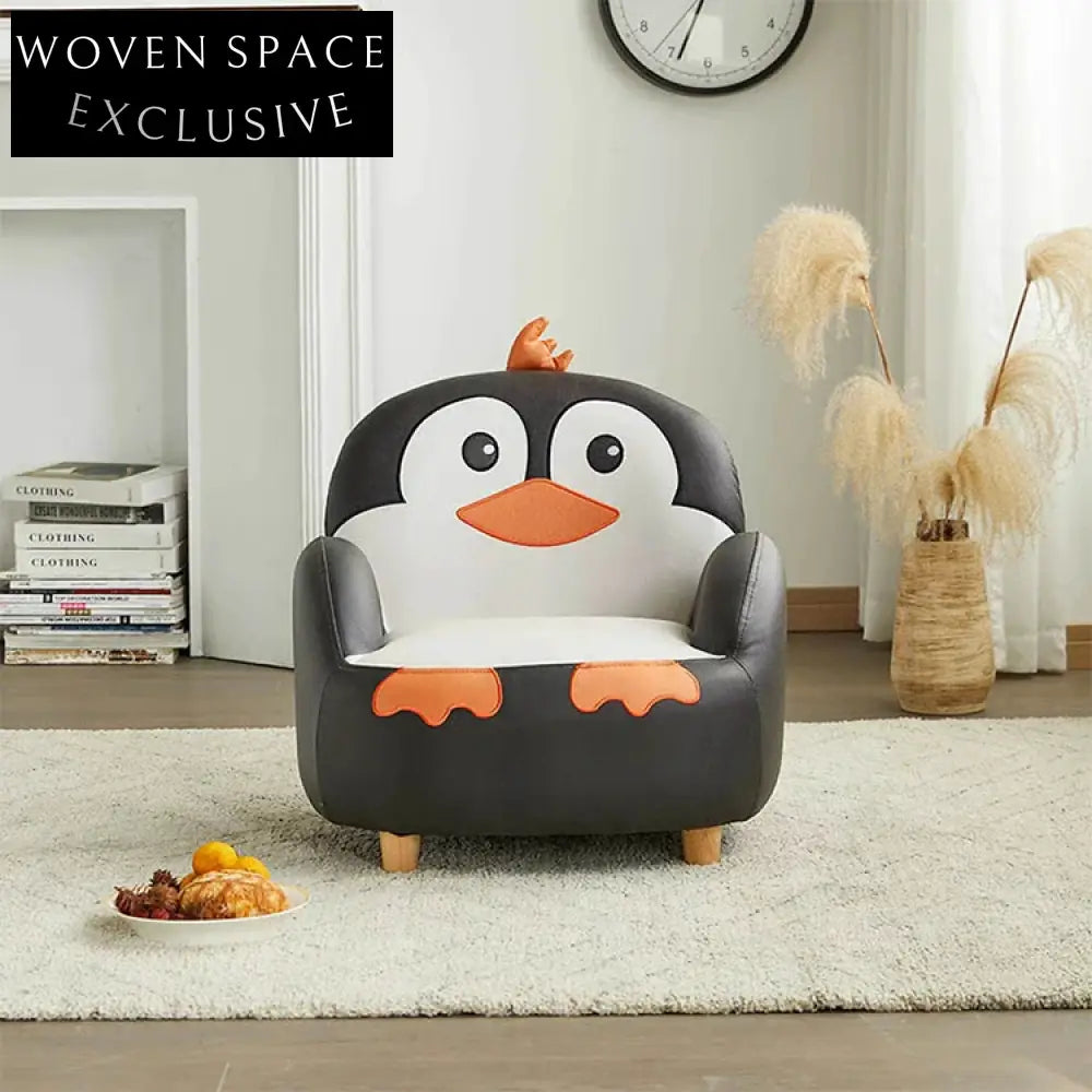 Modern Kids Faux Leather Accent Chair with Wooden Legs - Comfortable Small Sofa