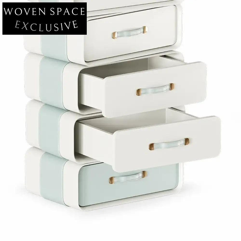 Modern Kids Suitcase Chest Wood Leather 5-Drawer Storage Bedroom Dresser