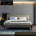 Modern King Size Bed Frame: Leather Upholstery, Solid Wood, Metal Legs