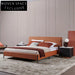 Modern King Size Bed Frame: Leather Upholstery, Solid Wood, Metal Legs