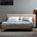 Modern King Size Bed Frame: Leather Upholstery, Solid Wood, Metal Legs