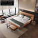 Modern King Size Bed Frame: Leather Upholstery, Solid Wood, Metal Legs