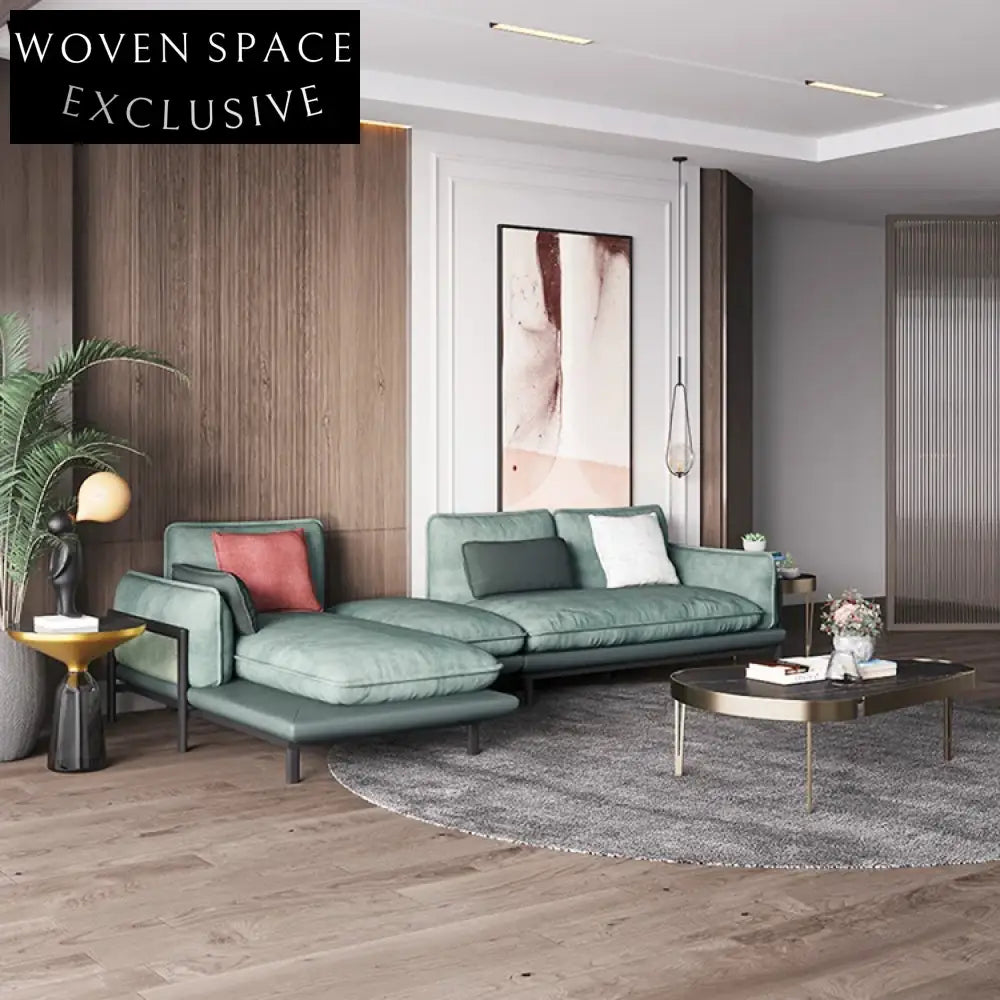 Modern L-Shape Chesterfield Sectional Sofa Set with Chaise Lounge