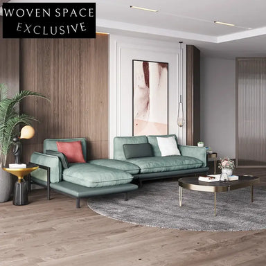 Modern L-Shape Chesterfield Sectional Sofa Set with Chaise Lounge