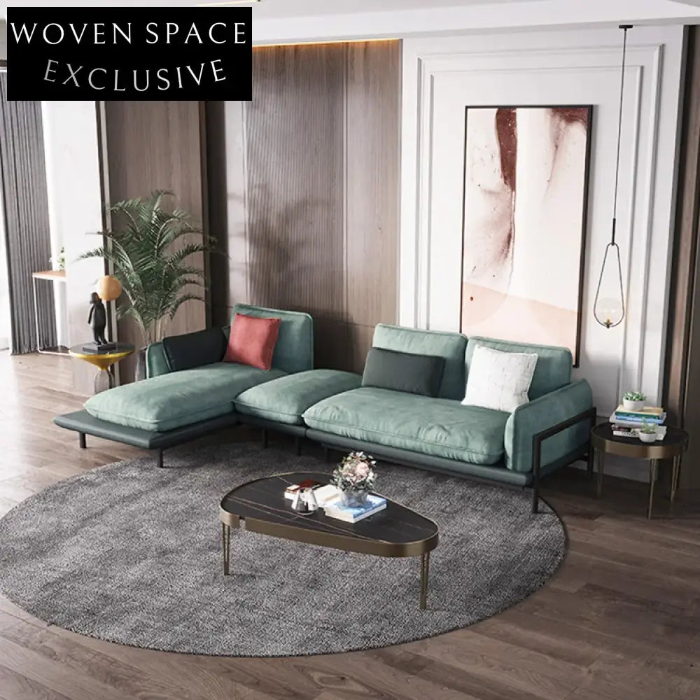 Modern L-Shape Chesterfield Sectional Sofa Set with Chaise Lounge