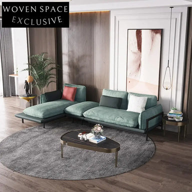 Modern L-Shape Chesterfield Sectional Sofa Set with Chaise Lounge