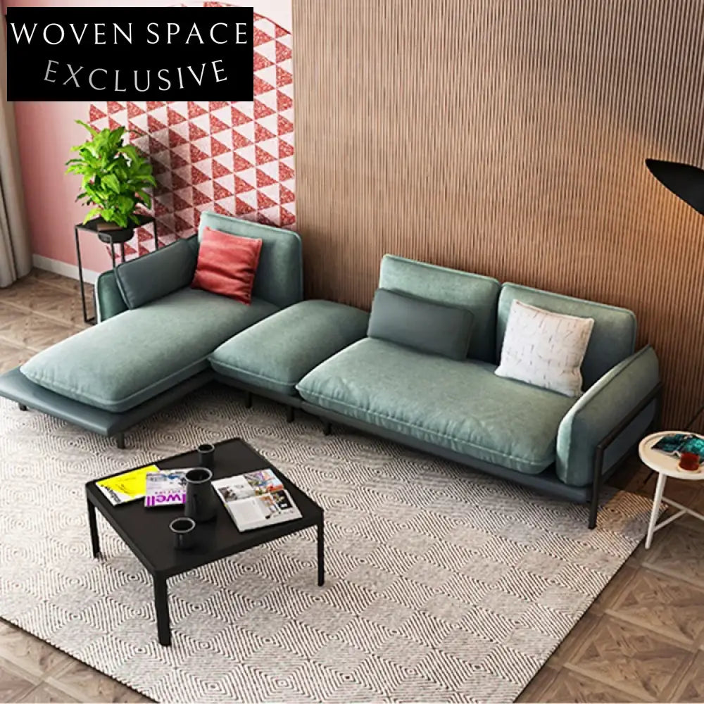 Modern L-Shape Chesterfield Sectional Sofa Set with Chaise Lounge