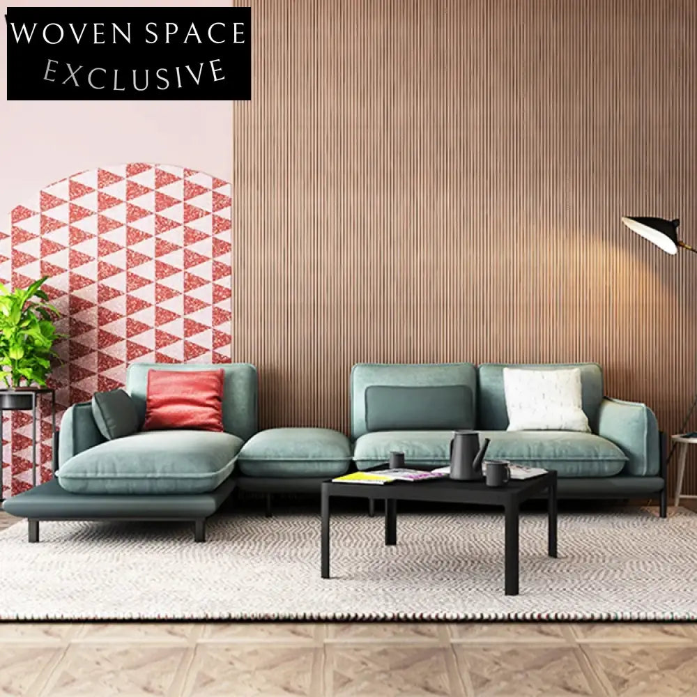 Modern L-Shape Chesterfield Sectional Sofa Set with Chaise Lounge