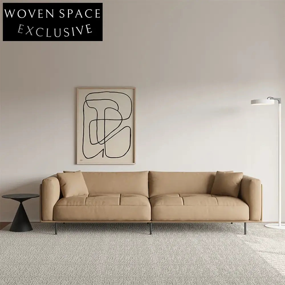 Modern L-Shape Cream Sectional Sofa with High-Density Sponge