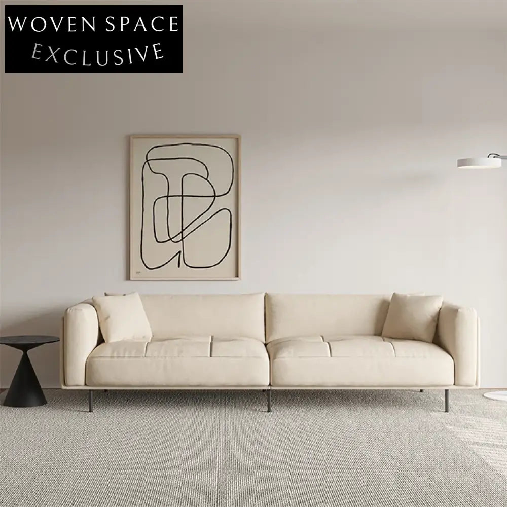 Modern L-Shape Cream Sectional Sofa with High-Density Sponge