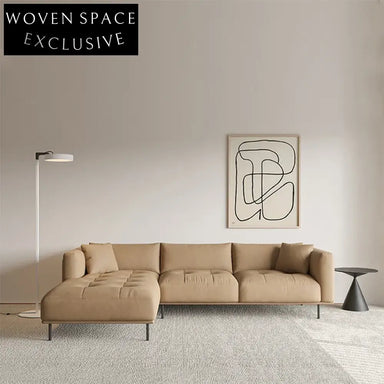 Modern L-Shape Cream Sectional Sofa with High-Density Sponge