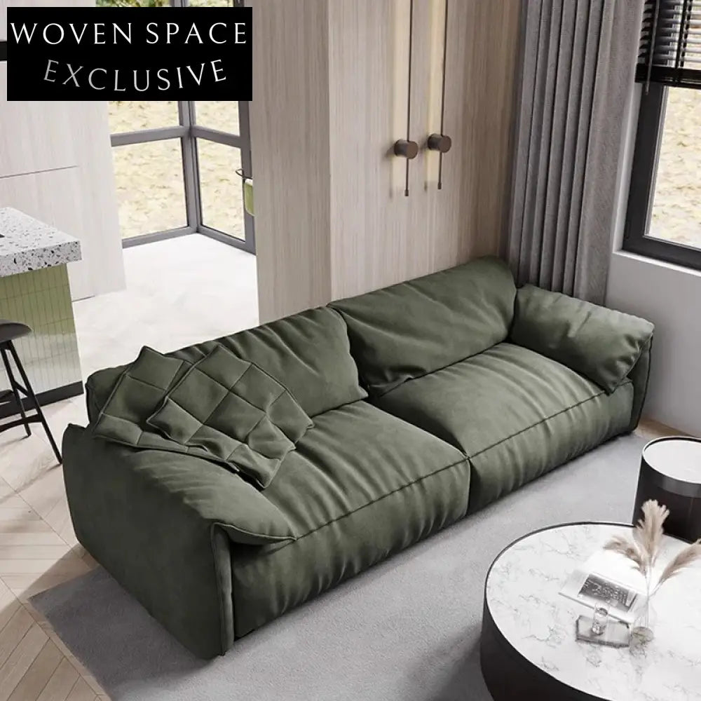 Modern L-Shape Green Fabric Sectional Sofa for Contemporary Living Spaces
