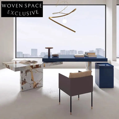 Modern L-Shaped Corner Wood Study Computer Desk Sintered Stone Top