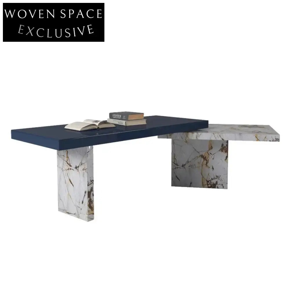 Modern L-Shaped Corner Wood Study Computer Desk Sintered Stone Top