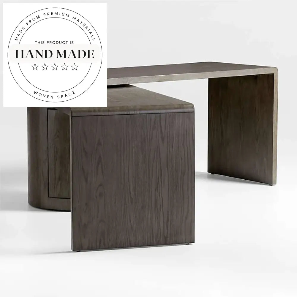 Modern L-Shaped Rotating Solid Wood Corner Storage Study Desk