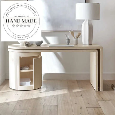 Modern L-Shaped Rotating Solid Wood Corner Storage Study Desk