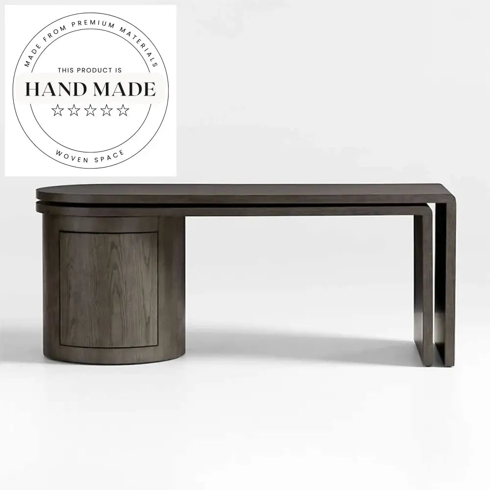 Modern L-Shaped Rotating Solid Wood Corner Storage Study Desk