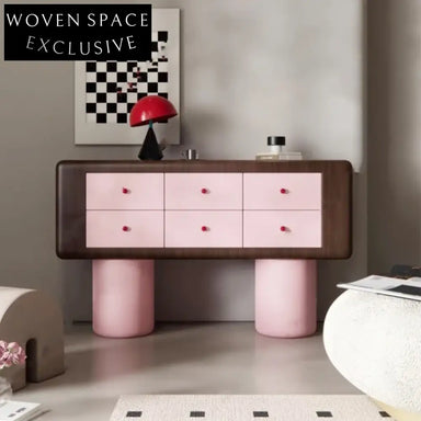 Modern Lacquer Wooden Console Cabinet with Six Drawers for Living Room