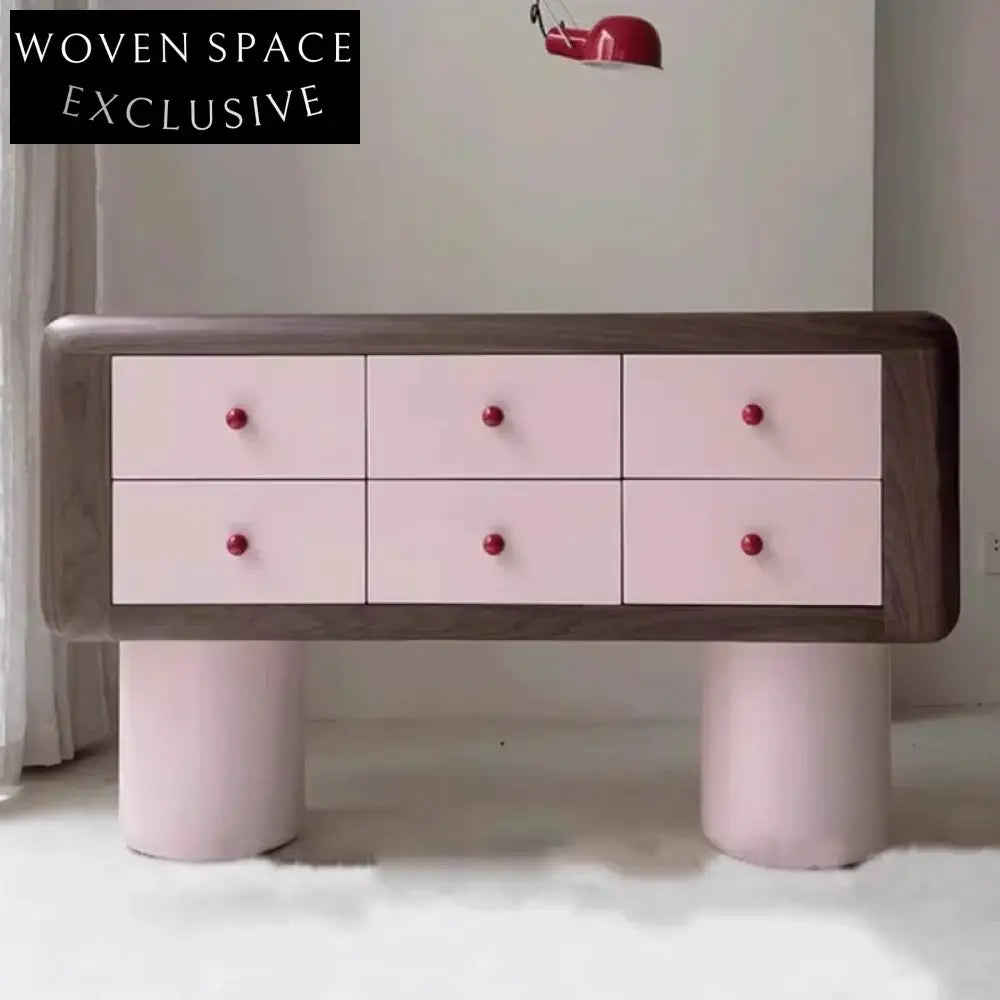 Modern Lacquer Wooden Console Cabinet with Six Drawers for Living Room