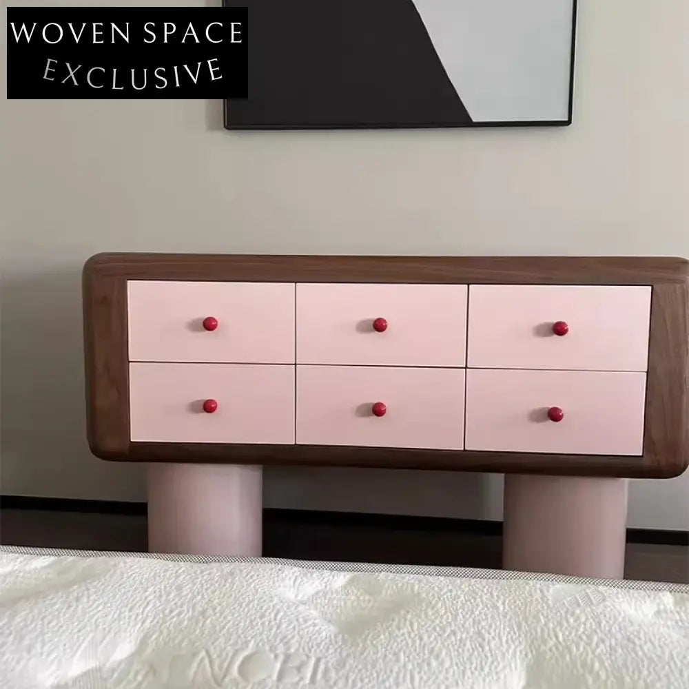 Modern Lacquer Wooden Console Cabinet with Six Drawers for Living Room