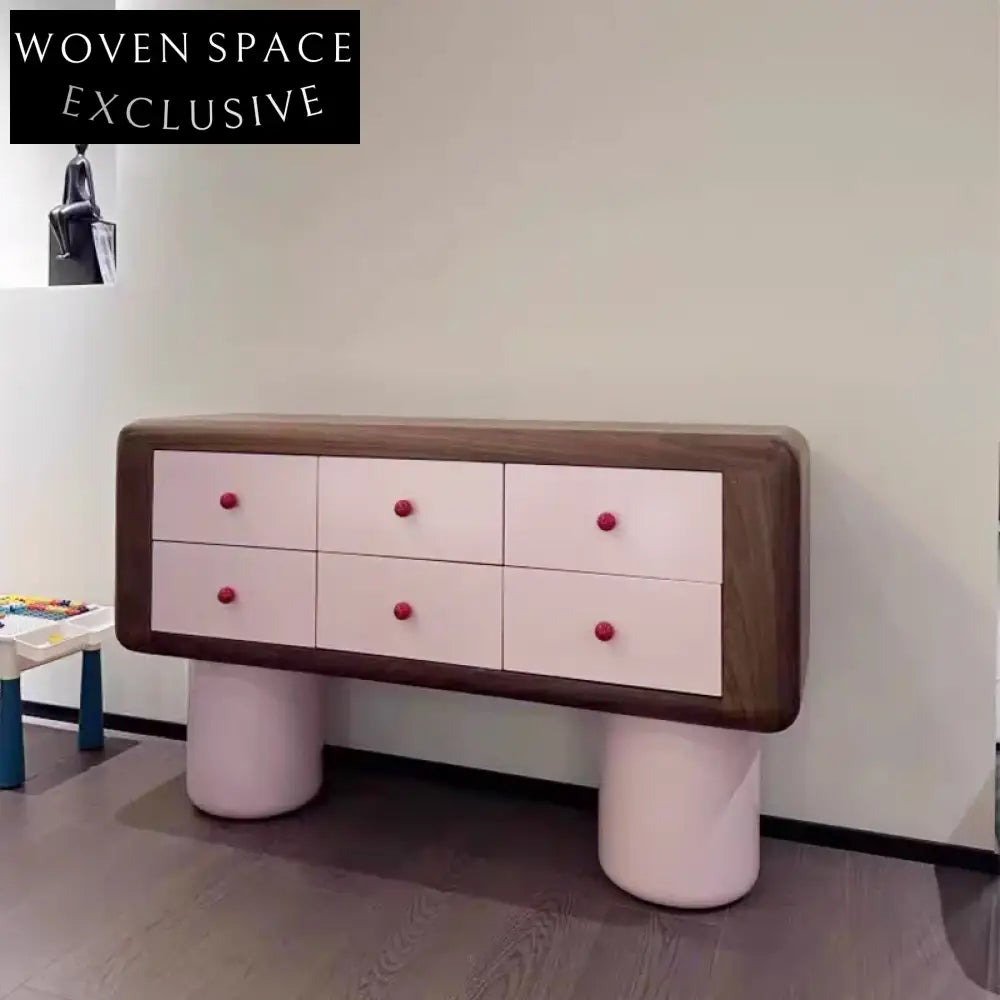 Modern Lacquer Wooden Console Cabinet with Six Drawers for Living Room