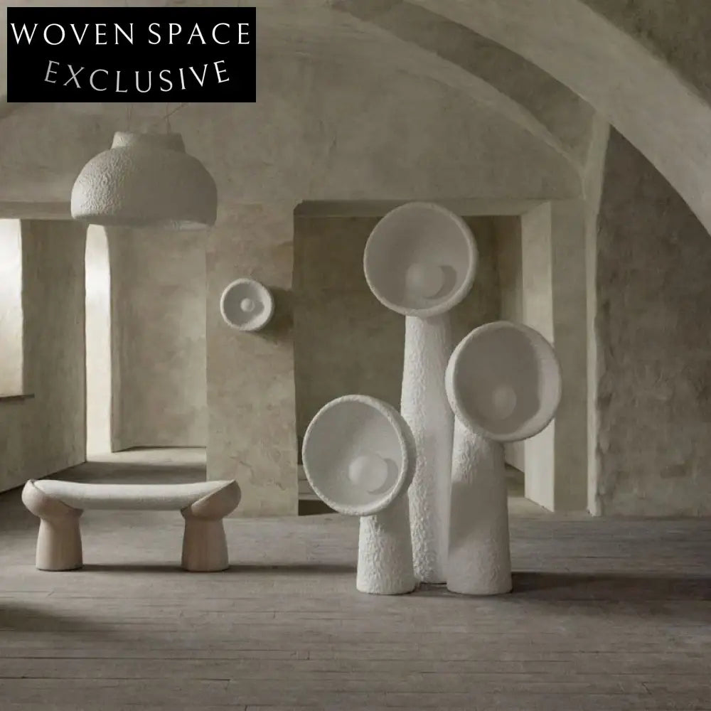 Modern Lamb Wool Boucle Fabric Dining Bench and Ottoman for Living Room