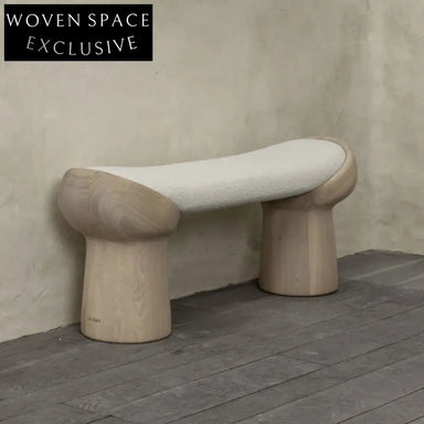 Modern Lamb Wool Boucle Fabric Dining Bench and Ottoman for Living Room