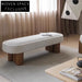 Modern Lamb Wool Fabric Solid Wood Bed End Bench Long Ottoman Chair