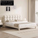Modern Lambswool Upholstered Solid Wood Frame Luxury Bedroom Bed