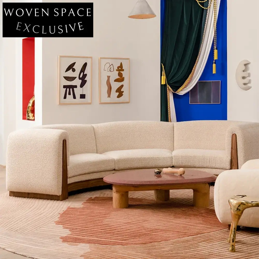 Modern Large Curved Upholstered Fabric Living Room Combination Sofa