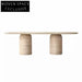 Modern Large Travertine Cylinder Base Luxury Marble Design 10-Seater Dining Table