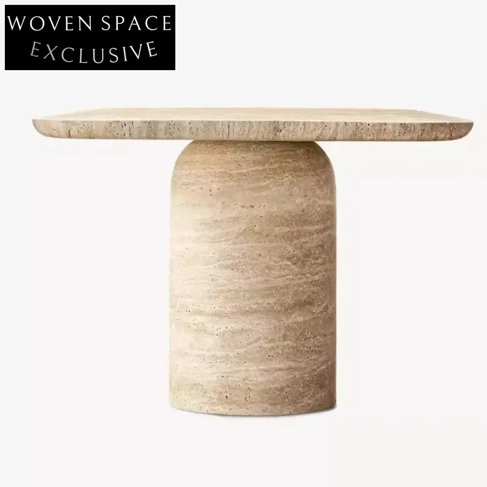 Modern Large Travertine Cylinder Base Luxury Marble Design 10-Seater Dining Table