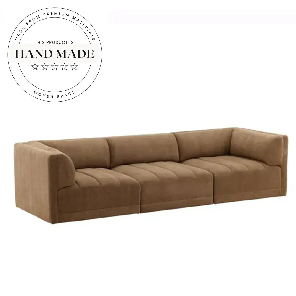 Modern Large Upholstered Linen Fabric Sectional Living Room Sofa