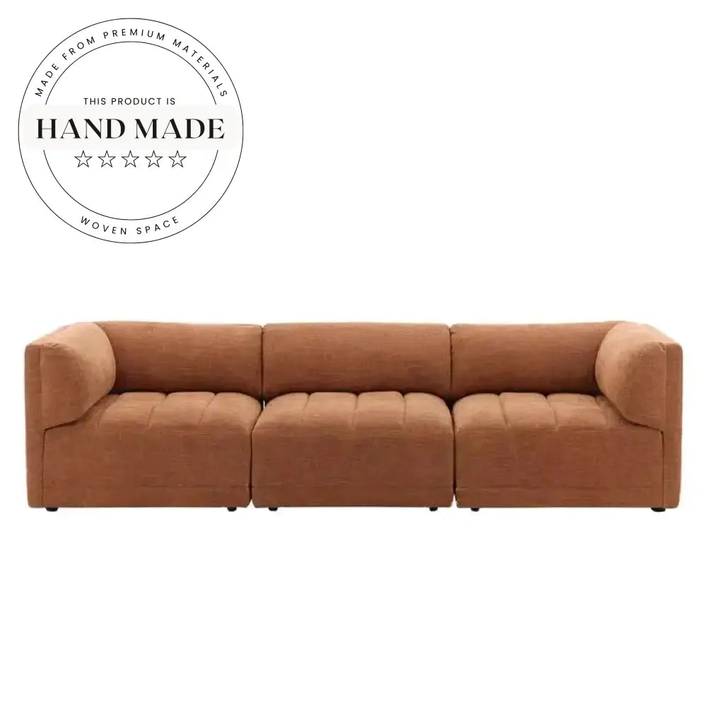 Modern Large Upholstered Linen Fabric Sectional Living Room Sofa