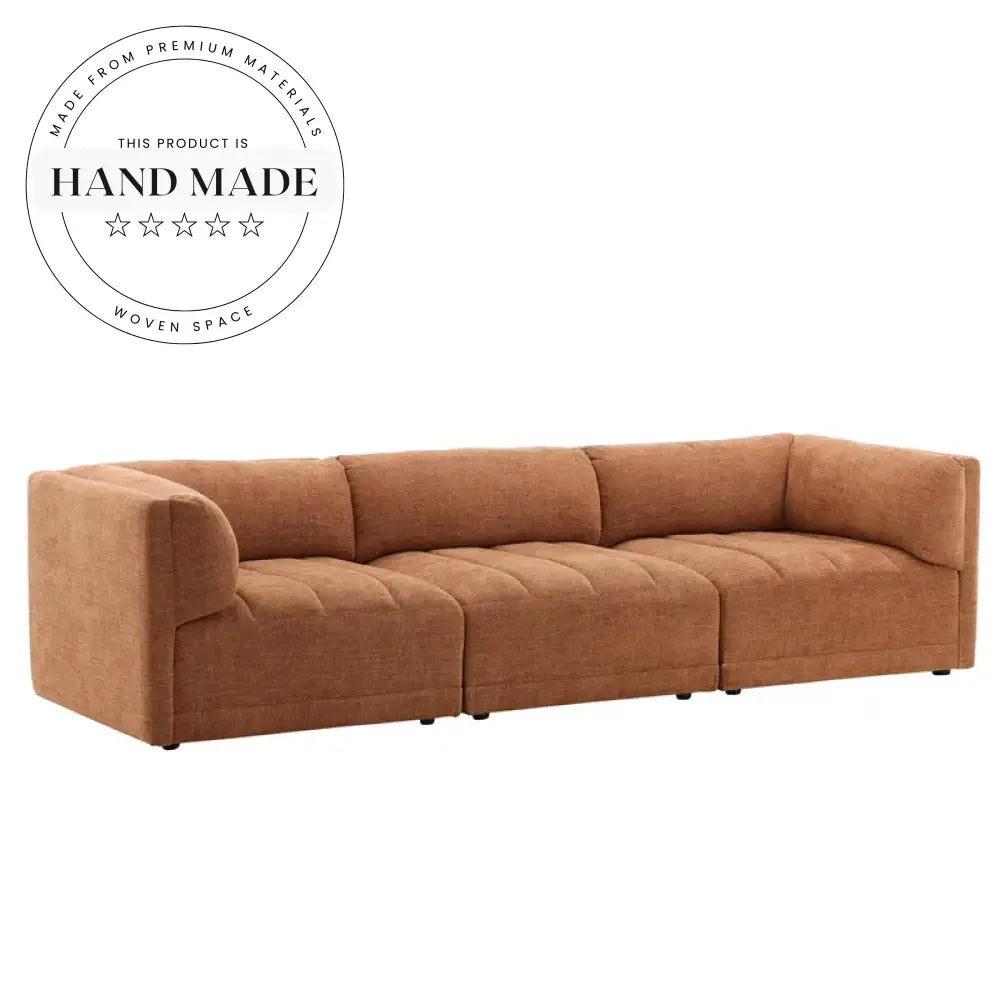 Modern Large Upholstered Linen Fabric Sectional Living Room Sofa