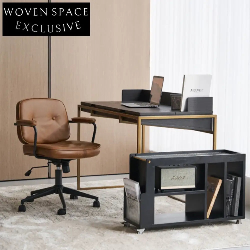 Modern Leather Armrest Study Chair, Height Adjustable Swivel Office Chair