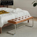 Modern Leather Hallway Bench with Stainless Steel Base Ottoman for Entryway