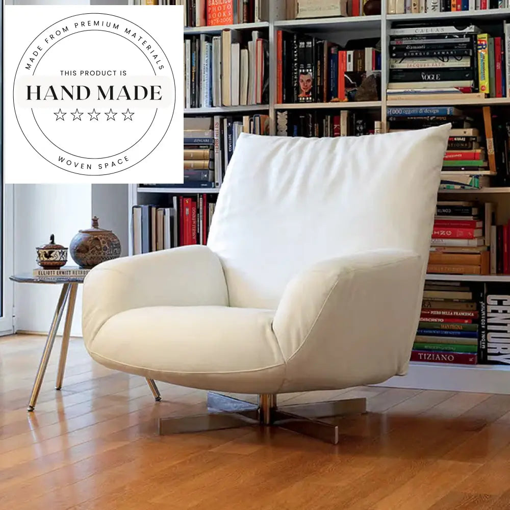 Modern Leather & Metal Swivel Recliner Chair for Living Room Comfort
