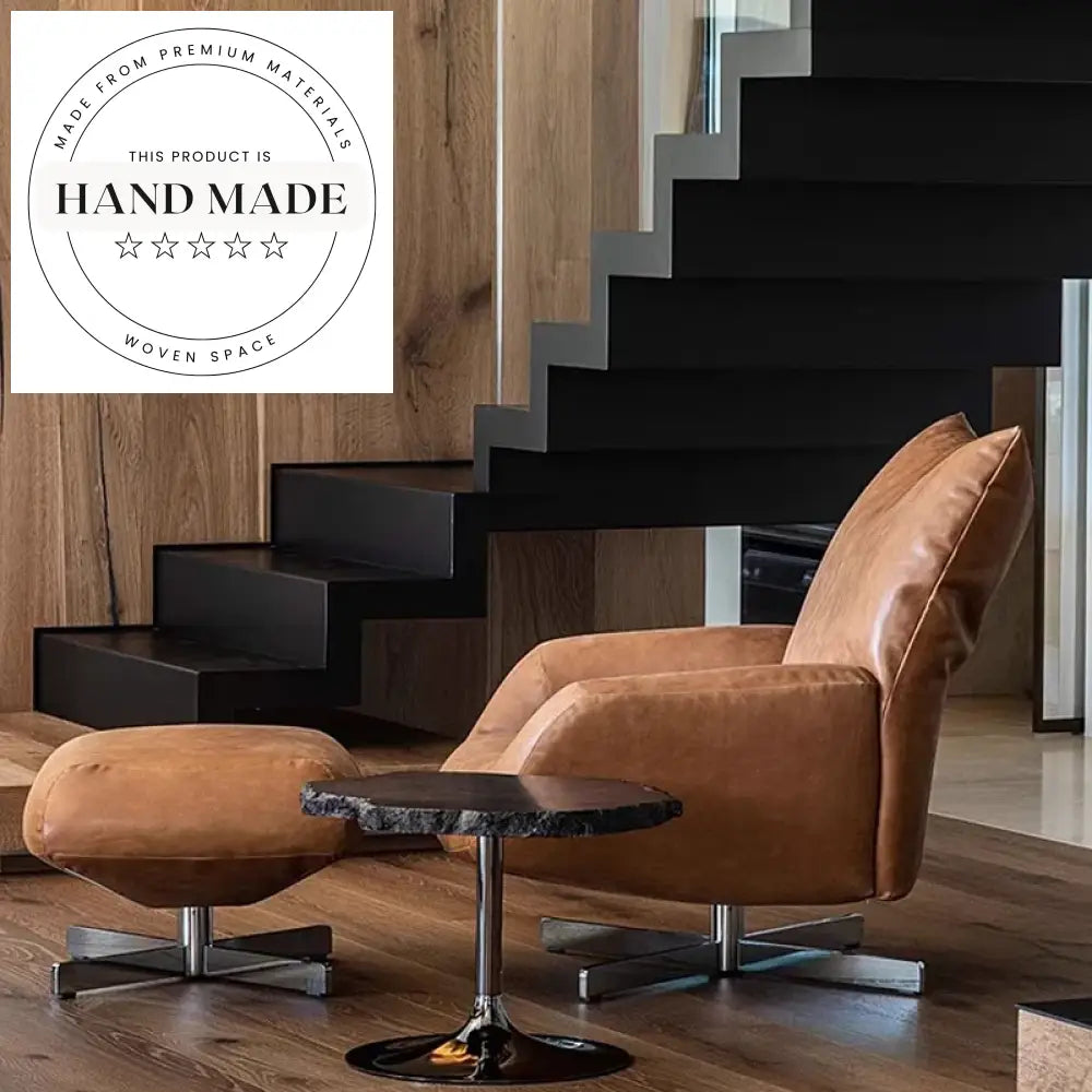 Modern Leather & Metal Swivel Recliner Chair for Living Room Comfort