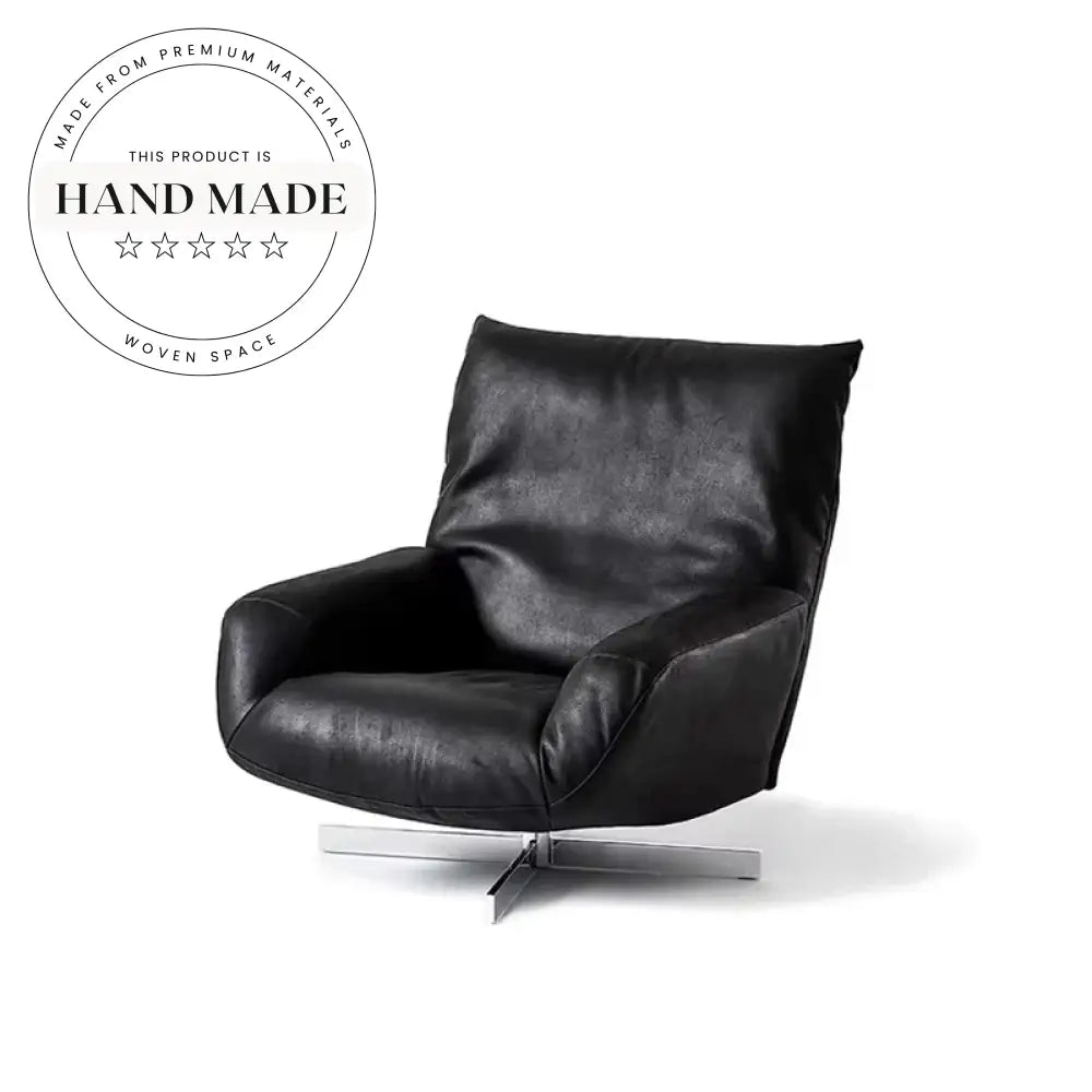 Modern Leather & Metal Swivel Recliner Chair for Living Room Comfort