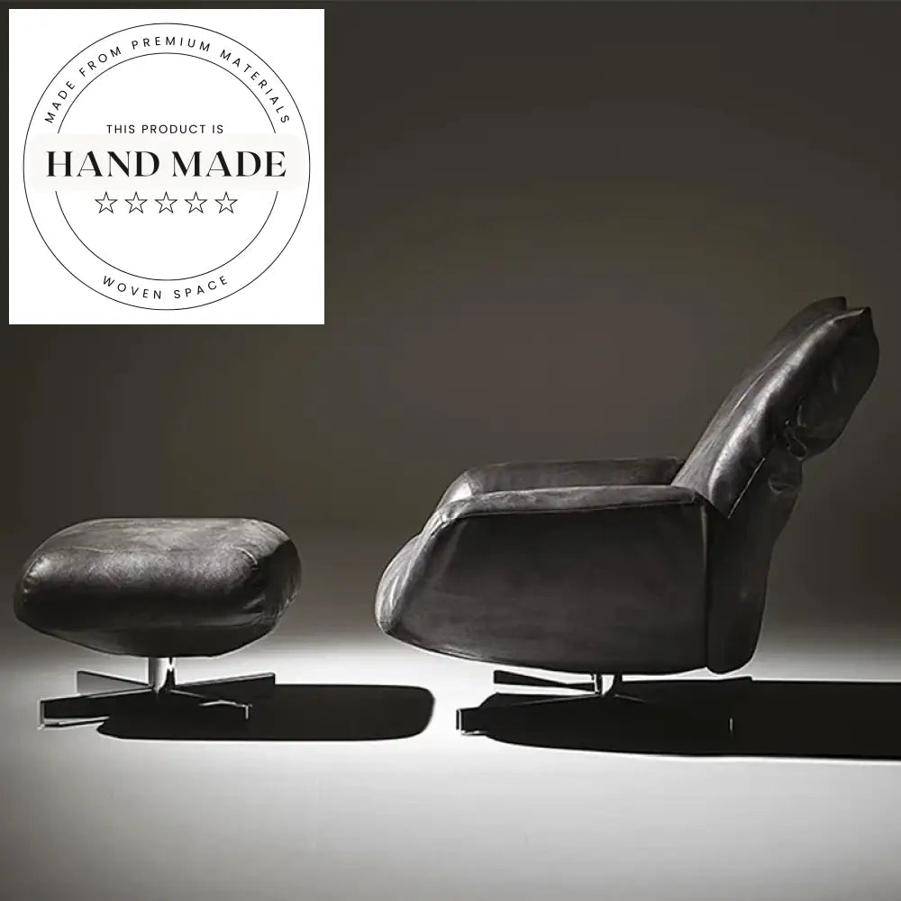 Modern Leather & Metal Swivel Recliner Chair for Living Room Comfort