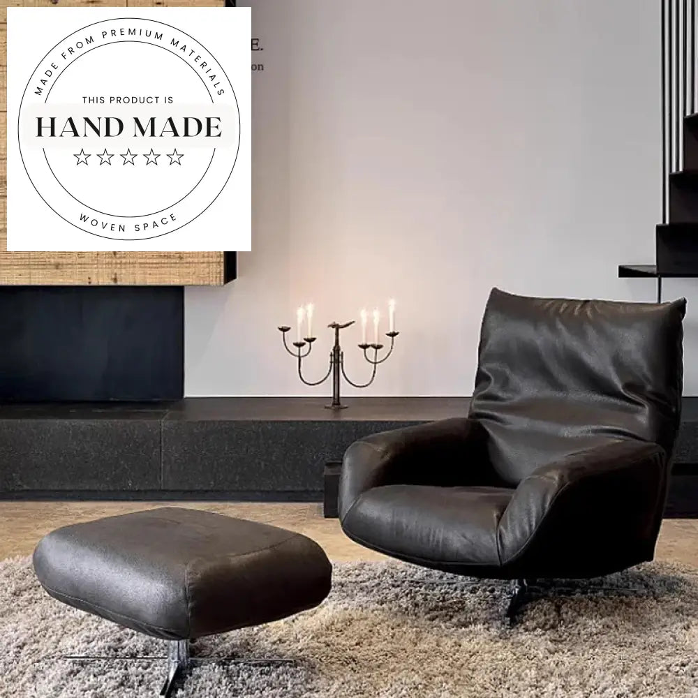 Modern Leather & Metal Swivel Recliner Chair for Living Room Comfort