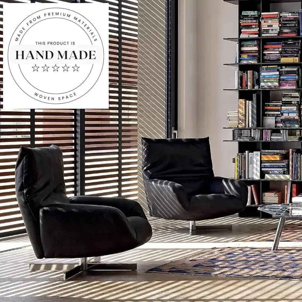Modern Leather & Metal Swivel Recliner Chair for Living Room Comfort