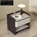 Modern Leather Nightstand with Metal Frame and Storage Drawer Bedside Table