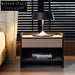Modern Leather Nightstand with Metal Frame and Storage Drawer Bedside Table