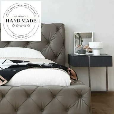 Modern Leather Nightstand with Stainless Steel Legs and Storage Bedside Table