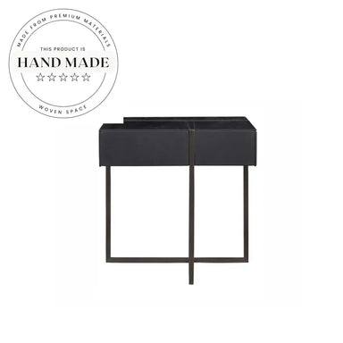 Modern Leather Nightstand with Stainless Steel Legs and Storage Bedside Table