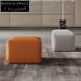 Modern Leather Ottoman Footstool with Wood Frame for Living Room Accent