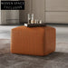 Modern Leather Ottoman Footstool with Wood Frame for Living Room Accent